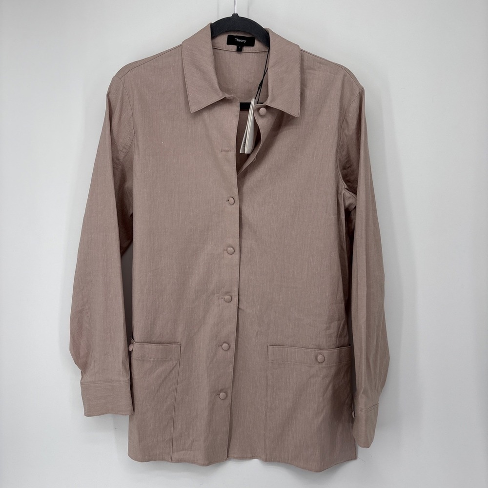 THEORY Shirt Jacket Women's Small Pink Soft Crunch Mel Minimalist Lagenlook